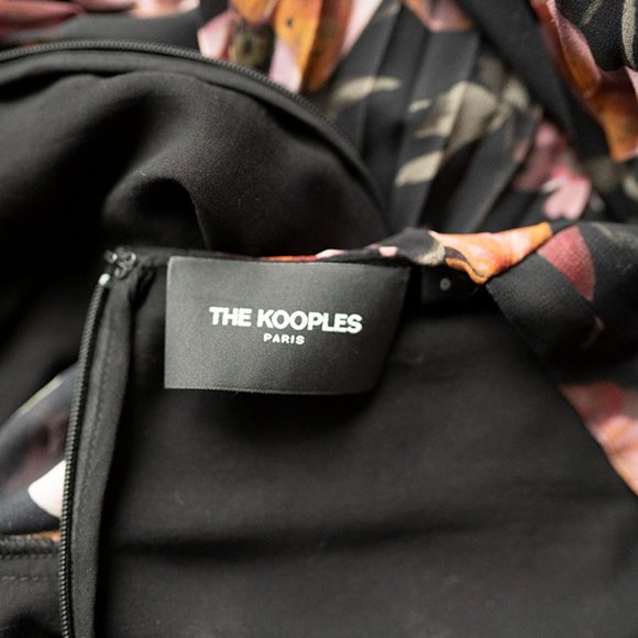 The Kooples Paris Womens Folral Print V-Neck Dress Black Size 0 XS NWOT New - Picture 8 of 9